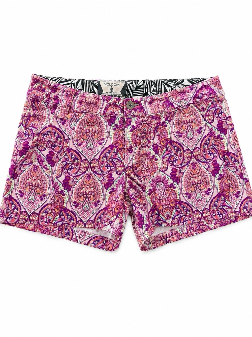 Y2K Volcom Frochickie 7” Paisley Low Rise Shorts Size 3 26